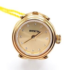 Invicta 44483 Mini Angel Women's Gold Tone Ring Watch Quartz Gemstone Dial New